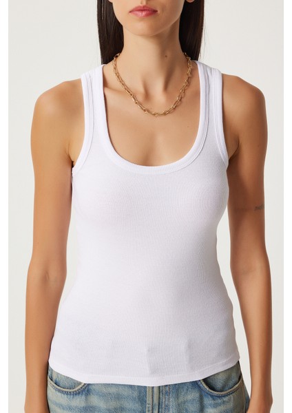 Fitilli Kalın Askılı Örme Atlet LHJ0001 BEYAZ fiyatları