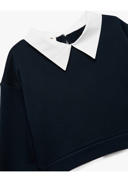 Gömlek Yaka Detaylı Uzun Kollu Sweatshirt modelleri