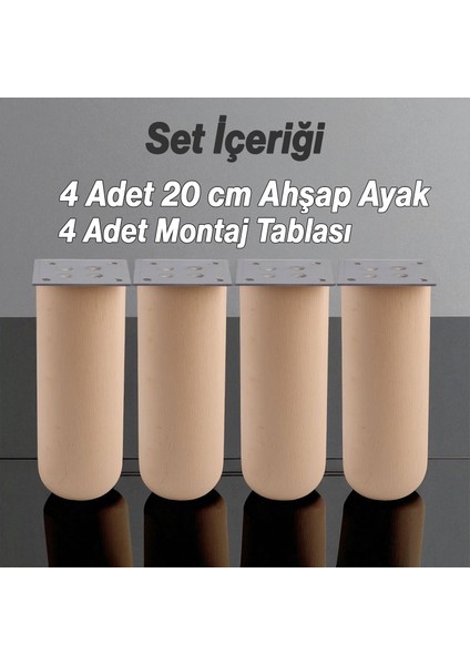 Doğal Ahşap Silindir Ayak 20 cm Set Mobilya Koltuk Kanepe Sehpa Masa Ayağı Ayakları 4 Adet fırsatları