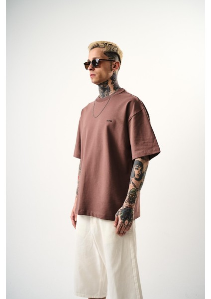 Erkek Respire Yazı Detaylı Oversize T-Shirt Kakao fiyatları