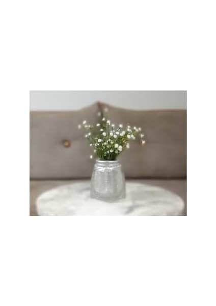 Dahil,vazo Dahil,vazoda Çiçek,beyaz Yapay Çiçek,vazo Dekoratif Kristal Taşlı Gümüş Poliresin 7X7X15CM fiyatları