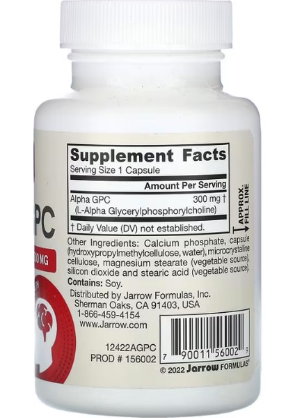 Jarrow Formulas Alpha Gpc 300 Mg 60 Veggie Caps usa Menşei fiyatları