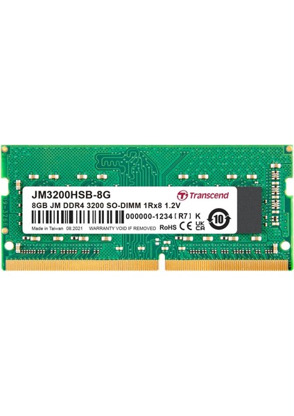 JM3200HSB-8G Bellek 8 GB Ddr4 3200 Mhz Bellek Modülü (8 Gb, Ddr4, 3200 Mhz, So-Dımm)