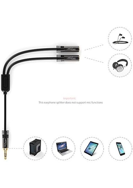 - 3,5mm Y Adaptörü ve Jak Ayırıcı ve Aux Dağıtıcı (1 × 3,5mm Fiş - 2 × 3,5mm Soket, Iki Kulaklığı Bir Akıllı Telefona/tablete/dizüstü Bilgisayara Bağlayın, Stereo, 10 Cm, Siyah) modelleri