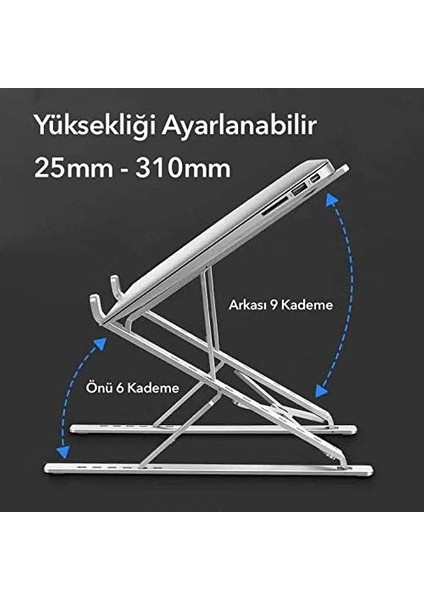 N8 Iki Taraflı Ayarlı Katlanabilir Alüminyum Laptop Standı modelleri