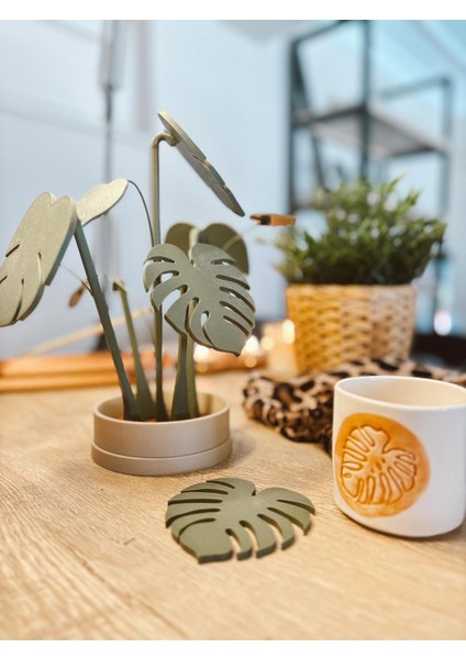 Monstera Bardak Altlığı / Deve Tabanı Bardak Altlığı / Dekoratif