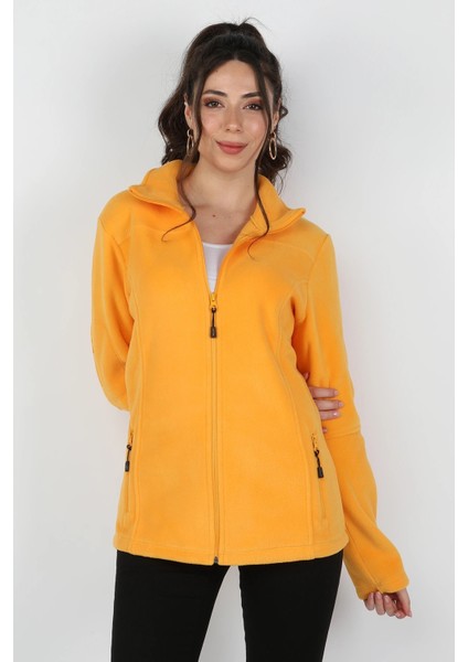 Kadın Kol Fermuarlı Sweatshirt Sarı