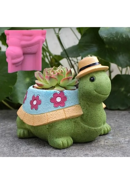 Şapkalı Kaplumbağa Saksı Silikon Kalıp (S906)