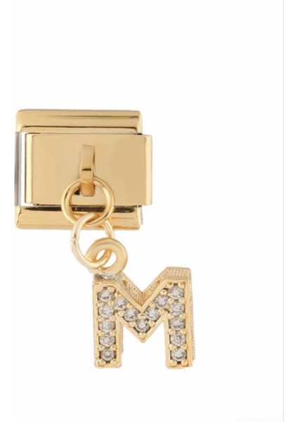 M Harfli Çelik Gold Charm