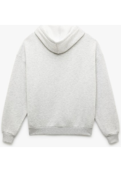 Şardonlu Uzun Kollu Kapüşonlu Kanguru Cepli Oversize Fermuarlı Sweatshirt fiyatları