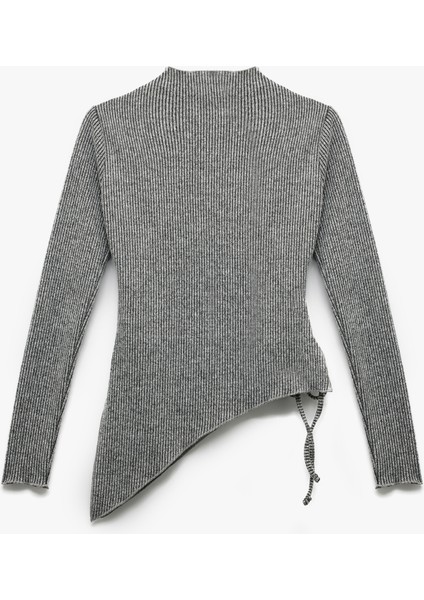 Uzun Kollu Dik Yaka Asimetrik Bağlama Detaylı Bluz fiyatları