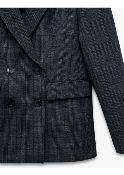 Cepli Uzun Kollu Ekose Kruvaze Blazer Ceket fırsatları