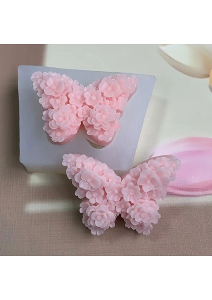 Çiçekli Kelebek Silikon Kalıp Beyaz Renk Eviniz İçin Şık Aksesuar