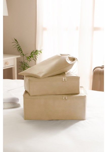 6'lı Bej Renk Bavul Içi Düzenleyici Set fiyatları