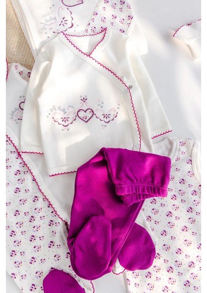 Kalp Işlemeli 100% Pamuk 10'lu Kız Bebek Hastane Çıkışı Bebek Set modelleri