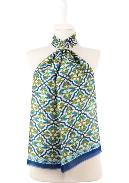 Lacivert Sarmaşık Desen Vual Ipek Fular fiyatları