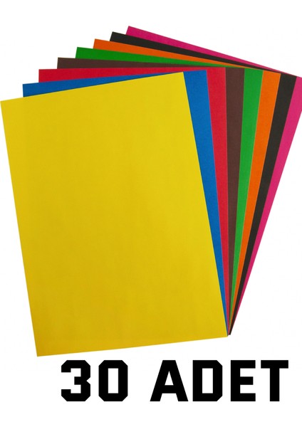 30 Adet Fon Kartonu A4 Boyutu 24X34 Karışık Renkli