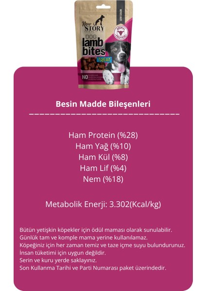 Dog Lamb Bites 3X80GR. Kuzu Etli, Köpek Ödül Maması fırsatları