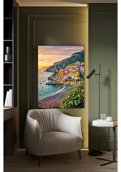 Sahil Manzaralı Binalar Kanvas Tablo Ev Duvar Salon Ofis Dükkan Hediyelik Dekarasyon Süsü