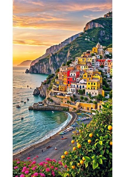 Sahil Manzaralı Binalar Kanvas Tablo Ev Duvar Salon Ofis Dükkan Hediyelik Dekarasyon Süsü fiyatları