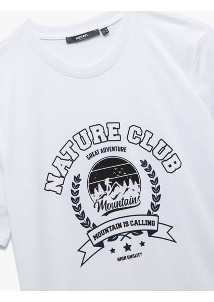 Kısa Kollu Bisiklet Yaka Pamuklu Baskılı Slim Fit Tişört indirimleri