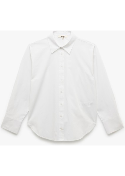 Pamuklu Uzun Kollu Klasik Yaka Poplin Oversize Gömlek