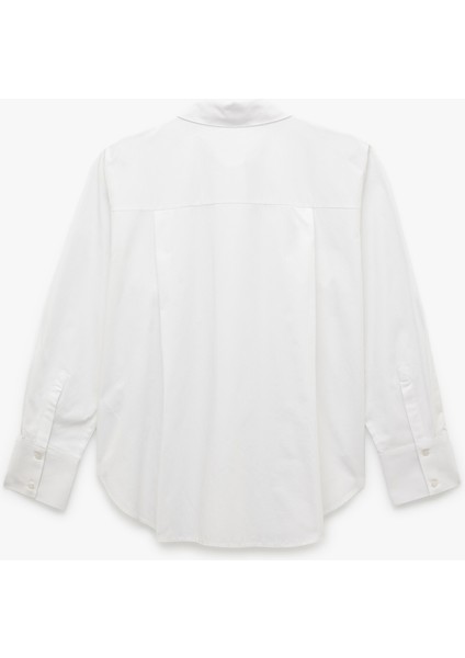 Pamuklu Uzun Kollu Klasik Yaka Poplin Oversize Gömlek fiyatları