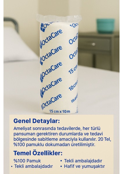 Hidrofil Sargı Bezi 15 cm x 10 M 1 Rulo Deprem/sağlık Çantası /eczadolabı/ilk Yardım.