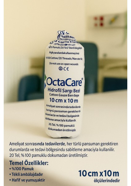 Hidrofil Sargı Bezi 10 cm x 10 M 1 Rulo Deprem/sağlık Çantası /eczadolabı/ilk Yardım.