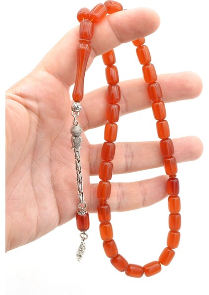 Gümüş Kaplama Kamçılı Kapsül Kesim Yemen Zar Kehribar Tesbih indirimleri