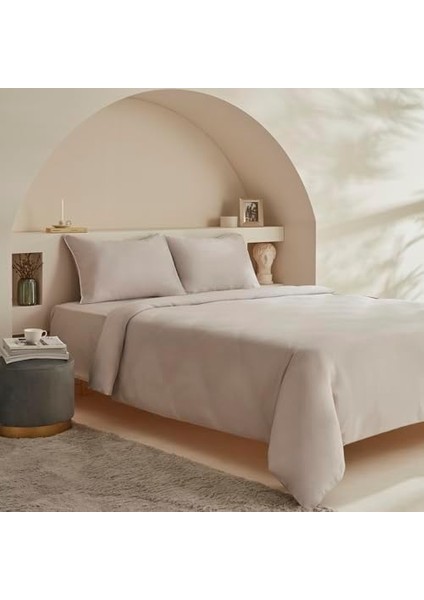 Home White Collection Vinas 80 TEL%100 Pamuk, Çift Kişilik Saten Biyeli Nevresim Takımı, Açık Gri fiyatları