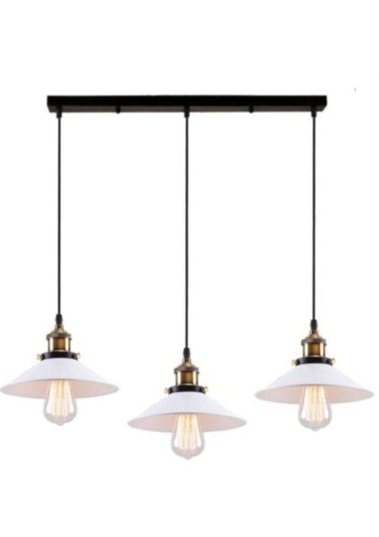 Demet Habek Mylights Retor Rustik Sıralı Üçlü Avize 60 cm En