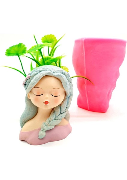 Kız Sukulent Saksı Silikon Kalıp (No:04) (S700)