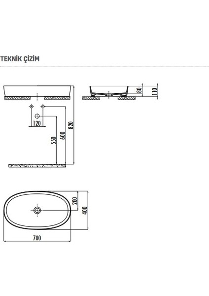 LP170 Loop Tezgah üstü Oval Çanak Lavabo 40x70 Cm fiyatları