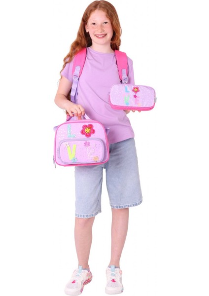 Kids Kız Çocuk Simli Love Desenli Ilkokul 1.2.3.4. Sınıf Üçlü Okul Çanta Seti fırsatları