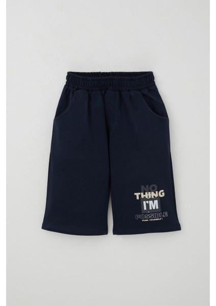 Erkek Çocuk Şortlu Takım Püskürtme Boya Desenli Yazı Baskılı 5-10 Yaş, Bej modelleri