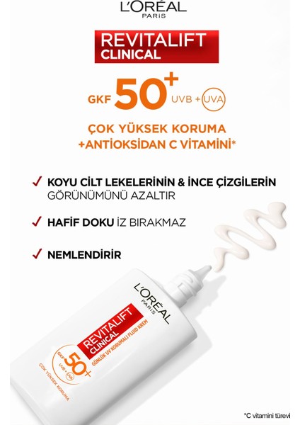 L'oreal Paris Revitalift Clinical Leke Karşıtı Güneş Koruyucu Yüz Kremi SPF50 50 ml 2 Adet modelleri