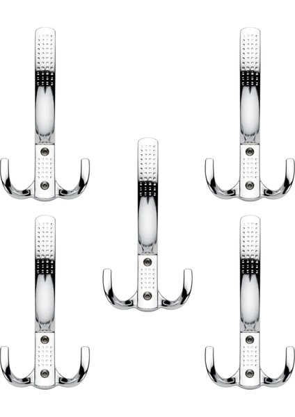 5 Adet Noktalı Portmanto Vestiyer Dolap Mobilya Kapak Askısı Zamak Krom Askı 14 cm