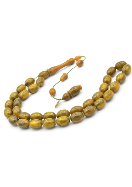 Ibrahim Uysal Imzalı Beyzi Iri Boy Yeşil Sarı Sıkma Kehribar Tesbih modelleri