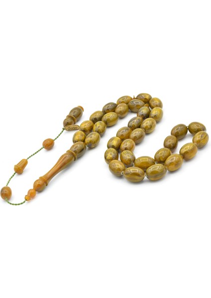 Ibrahim Uysal Imzalı Beyzi Iri Boy Yeşil Sarı Sıkma Kehribar Tesbih fırsatları