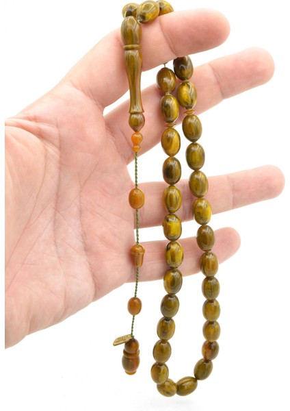 Ibrahim Uysal Imzalı Beyzi Iri Boy Yeşil Sarı Sıkma Kehribar Tesbih indirimleri