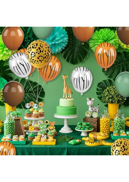 10 Adet Safari Temalı Doğum Günü Balon Seti - 10 Adet 12 Inç 30 cm Safari Temalı Balon