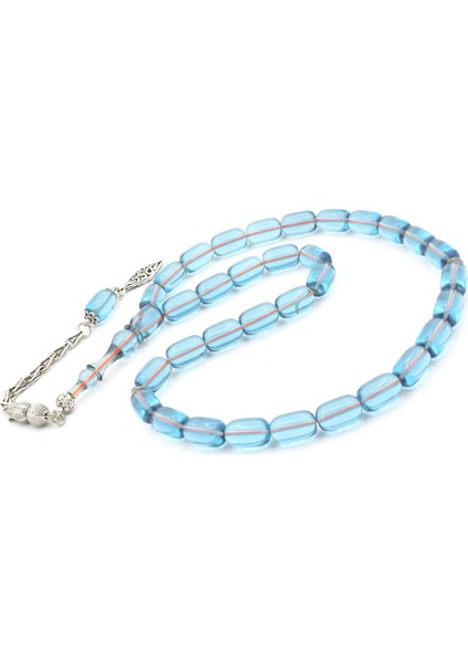 Gümüş Kaplama Kamçılı Kapsül Kesim Mavi Sıkma Kehribar Tesbih fırsatları