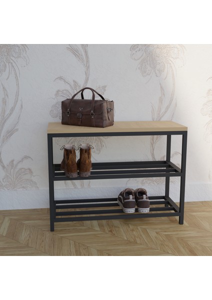 Portatif Askılık ve Ayakkabılık Benç | Metal Gövdeli Mdf Raflı Ceketlik fiyatları