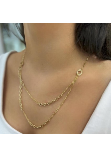 Taşlı Halka Zincir Kolye – KLY1011