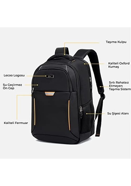 BG03 17 Inç Laptop Bölmeli Çok Fonksiyonlu 3 Katmanlı Suya Dayanıklı Sırt Çantası Siyah fiyatları
