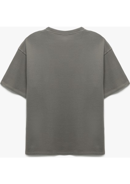 Pamuklu Kısa Kollu Bisiklet Yaka Oversize Basic Tişört fiyatları