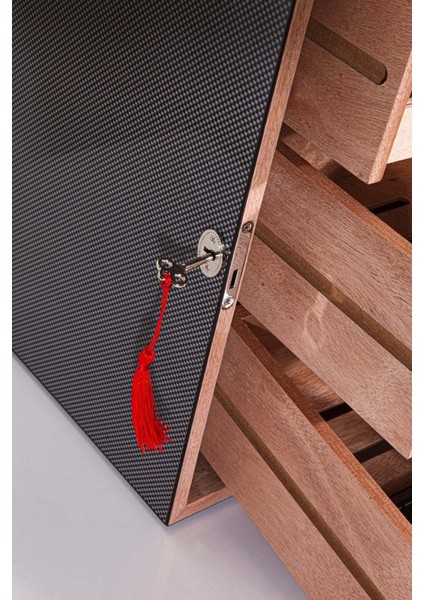 3 Çekmeceli Cam Kapaklı Karbon Desen Humidor - PHUM0129 modelleri