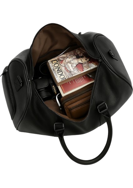 Spor Çanta Siyah Deri Ayakkabı Bölmeli Seyahat indirimleri