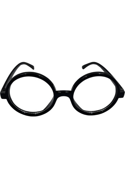 Parti Gözlük Retro Yuvarlak Siyah Camlı 14X4 cm
